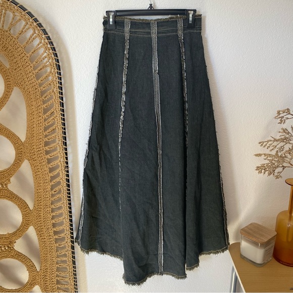 Alberto Makali Distressed Patch Denim Midi Skirt - Picture 3 of 4